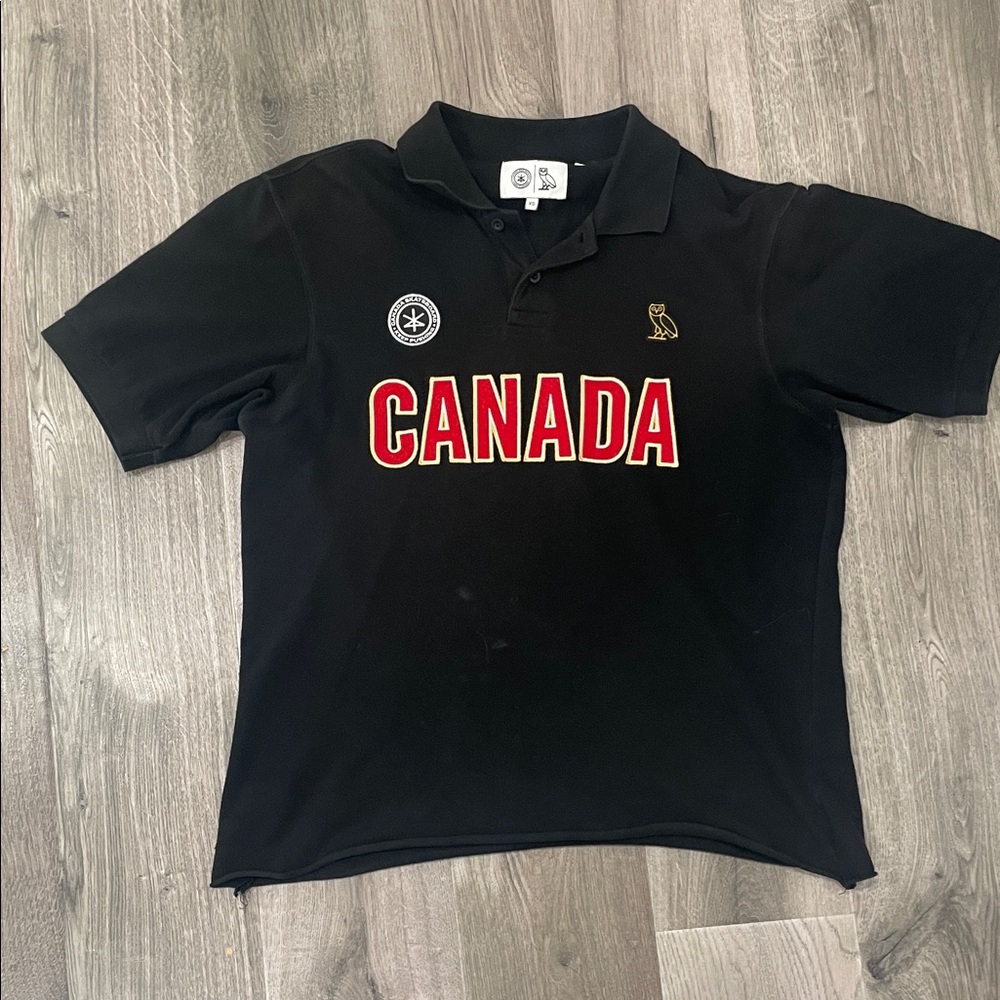 OVO Black Polo Shirt with Red Canada Logo